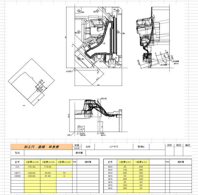 Case004 — コア入子製作図面 ・ 精密金型部品設計